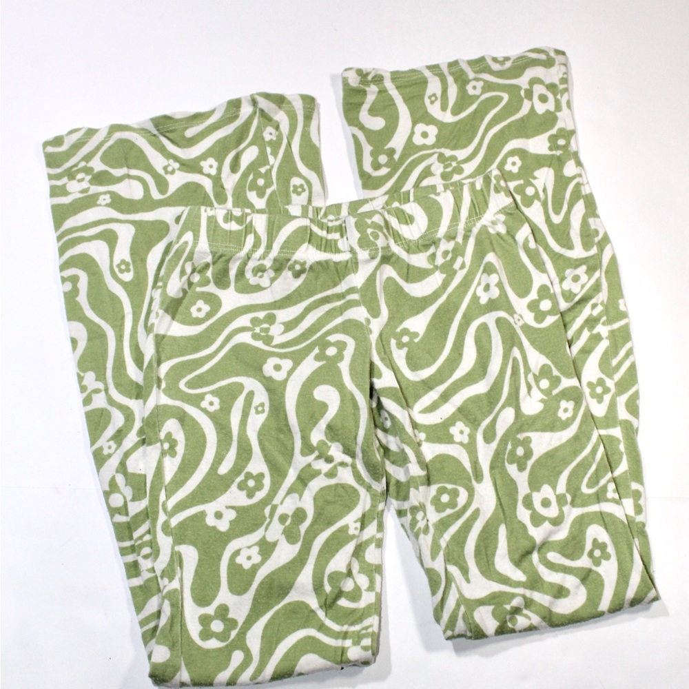 Billabong Green and White Floral Wave Leggings